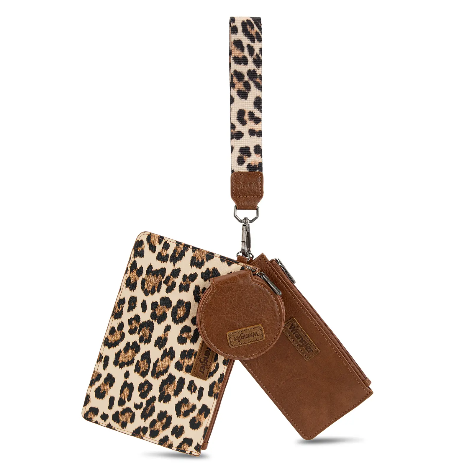 Wrangler Keychain Wristlet Wallets for Women Dual Pouch Wristlet with Zipper Coin Purse Large Capacity and Easy to Carry