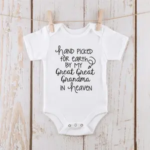Hand Picked for Earth By My Great Great Grandma in Heaven Toddler Baby Boys Girls Clothes Cute Newborn Bodysuit Infant Jumpsuit Romper