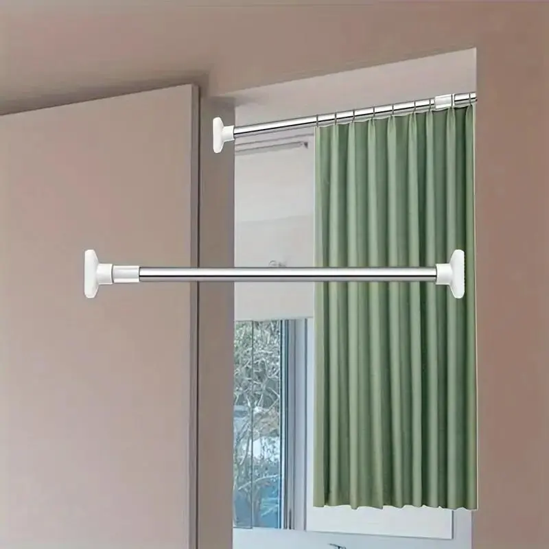 Heavy-Duty Telescopic Closet Rod, Shower Curtain Rod, Curtain Rods Adjustable, Curtain Rod No Drill, Adjustable Extendable Pole, Multi-Purpose Hanging Rack for Living Room & Bathroom, Punch-Free Design, Durable Storage Solution, Bathroom Supplies