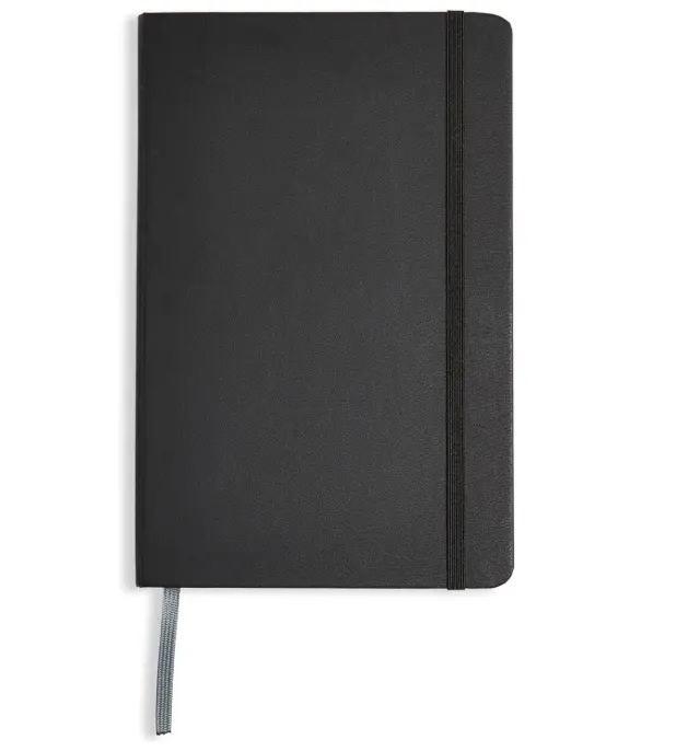 Classic Lined Writing Notebook for Note Taking and Journaling, Hardcover with Elastic Closure, 240 Pages, 5" x 8.25", Black