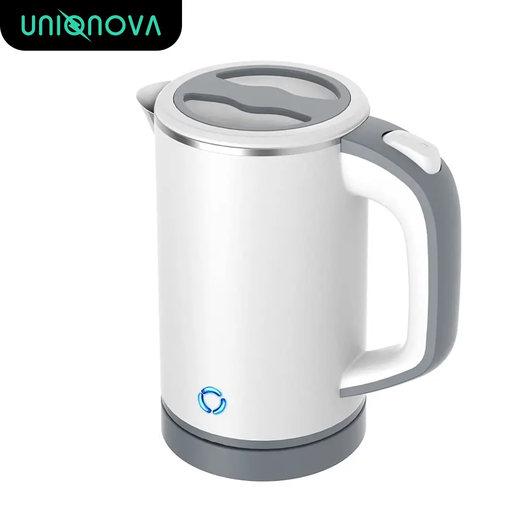 UNIQNOVA 800ml Electric Small Kettle Stainless Steel Portable Travel Mini Hot Water Boiler Heater Boiling Water 600W Coffee Tea with Auto Shut-Off