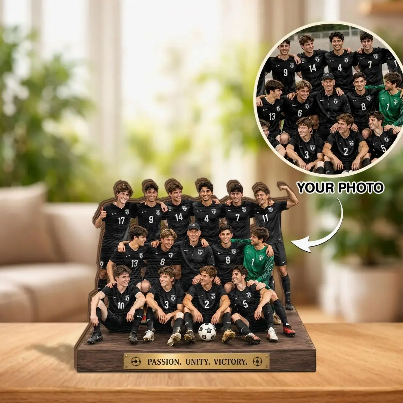 Personalized Soccer Team Wooden Block, Custom Team Photo Keepsake, Football Coach Gift, Senior Night Team Gift, Sports Photo Decor