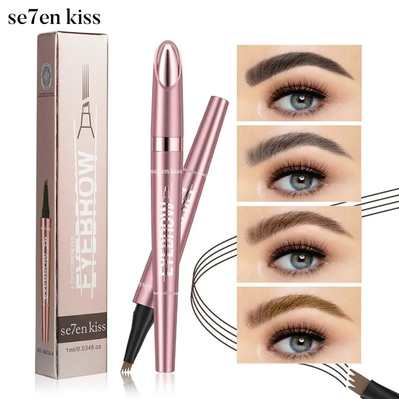 4-Tip Precision Eyebrow Pen - 1ml Compact, Smudge-Proof, Sweat-Resistant, Long-Wear, Buildable Color, Lightweight Cosmetic for Everyday Makeup
