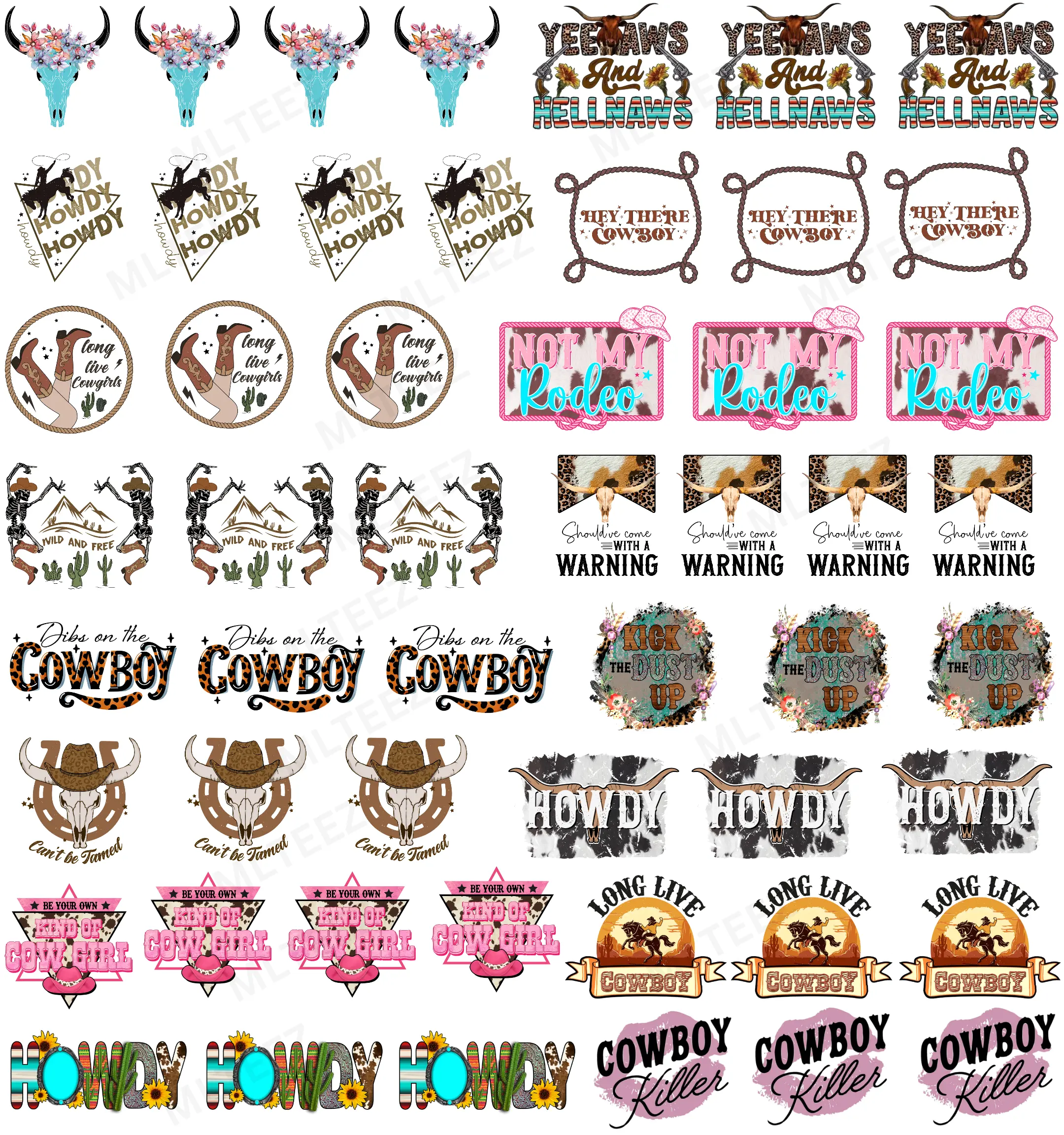 COWBOY UP TRUCKER HAT GANGSHEET  - 22X24