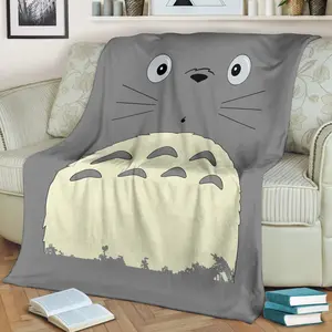 My Neighbor Totoro Fleece Blanket | Studio Ghibli Kawaii Throw Blanket | Soft Cozy Anime Room Decor | Perfect Gift for Totoro Fans