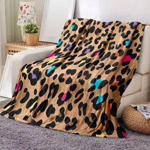 Leopard Print Blanket, 1 Count Soft Warm Throw Blanket, Air-conditioned Room Blanket, Warm Nap Blanket for Home Office Travel