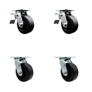 Service Caster Brand Replacement Set for Husky Tool Mobile Workbench Casters-Swivel Top Plate Casters with 5 Inch Polyolefin Wheels-Include 2 Swivel with Brakes and 2 Swivel- Fits Husky HOLC6214BB1MYS