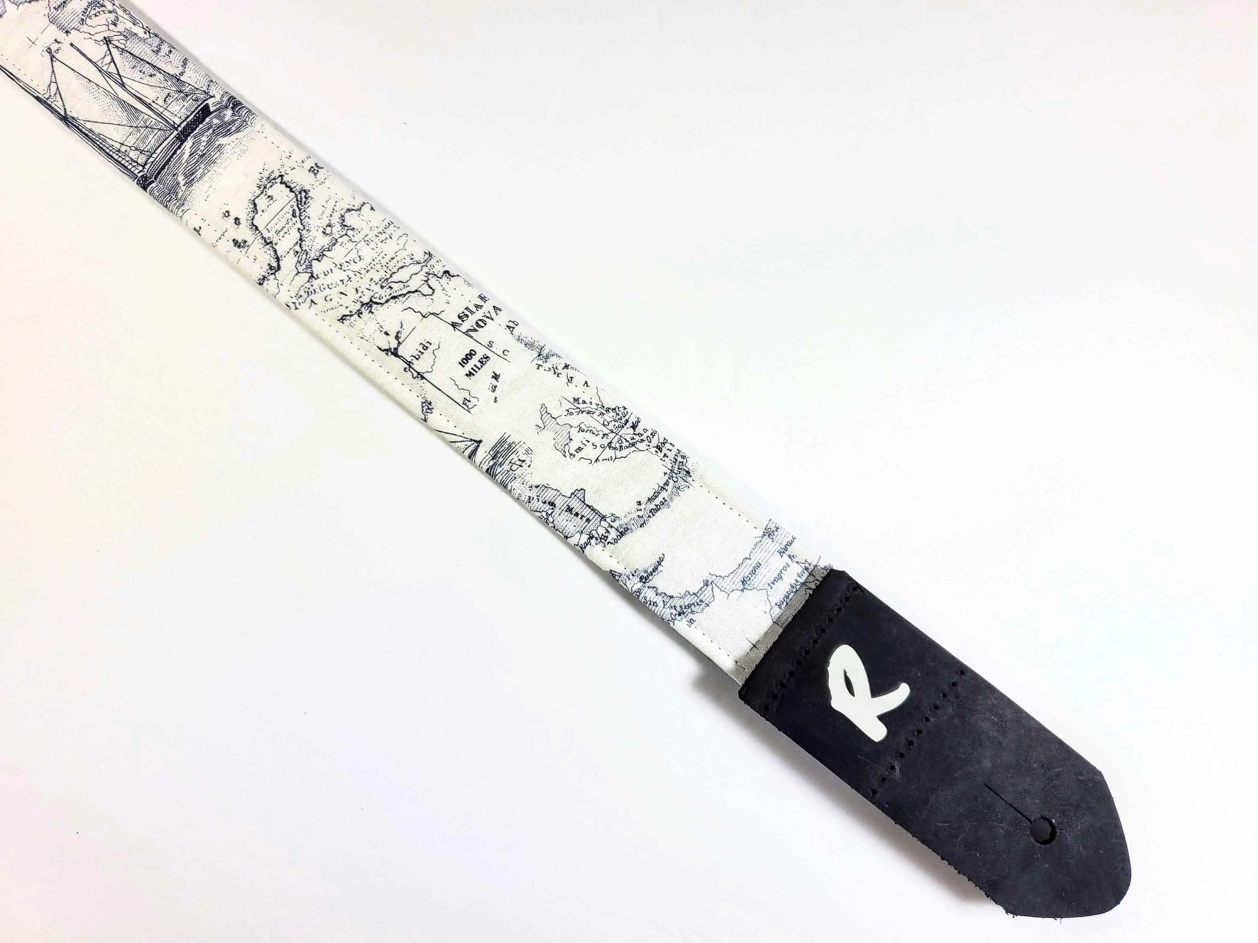 Nautical Ukulele Strap - White and Blue Nautical Button Ukulele Strap-