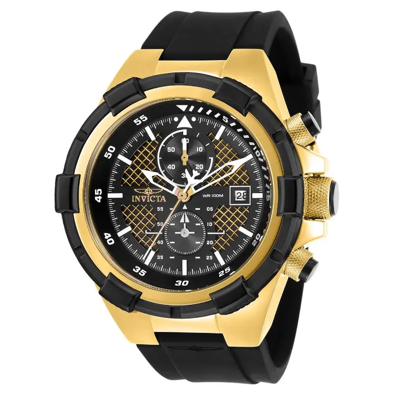 Invicta Men's 28100 Aviator Quartz Multifunction Black, Gold Dial Watch