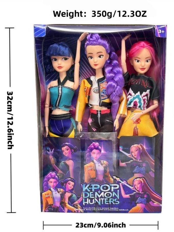 Kpop Demon Hunter Rumi Mira Zoey Doll, 11.5 Inch Jointed Moveable Figure, LED Light & Music Collection Desk Decor Gift