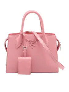 Pre-owned PRADA Leather Shoulder Bags Pink Saffiano Galleria Small Crossbody Bag with Strap Z 864