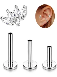 16g G23 Titanium Tragus Conch Helix Piercing Body Jewelry, Available in 6mm 8mm 10mm Sizes, Hypoallergenic Internally Threaded Flat Back Studs