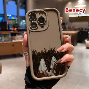 Ghosts in foliage Pattern TPU Phone Case for iPhone 15 16 14 Pro Max 13 12 11 XR XS Plus E Shockproof Full Camera Protection Durable Slim Silicone Cover Smartphone Casing