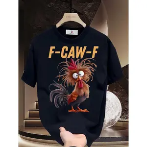 F-CAW-F Chicken Print Graphic T-Shirt 180g Perfect for Family Gatherings Summer Festivities Gifts & Team Building Fun Summer Outfit