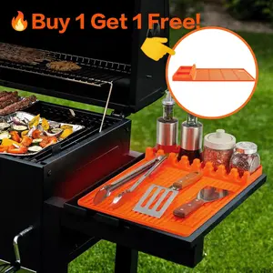 2 Counts Silicone Griddle Mat for Blackstone – Waterproof, Durable & Foldable Spatula Rest Pad | Heat-Resistant to 446°F, Non-Slip 16x11.5 Inch Orange Kitchen Counter Accessory