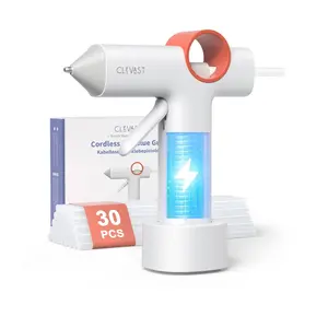 CLEVAST Cordless Hot Glue Gun, 5000mAh Rechargeable Mini Glue Gun with 30 Glue Sticks, 40s Fast Heating, No-Drip, Auto Shut-Off, Wireless Battery Hot Melt Glue Gun for Arts & Crafts