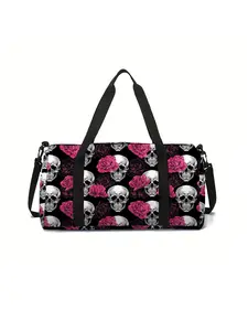 Skull pattern printed large capacity travel duffel bag, portable storage bag, Casual Travel Bag