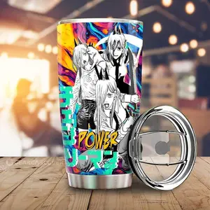 [New Anime Drinkware - Sale Up To 35%] Power Tumbler Cup, Chainsaw Man Anime Car Accessories, Blood Devil Travel Mug, Chaotic Waifu Drinkware, Manga Fan Gift
