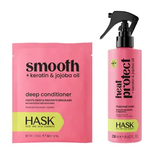 HASK Smooth Deep Conditioner & Heat Protect Keratin Treatment Bundle