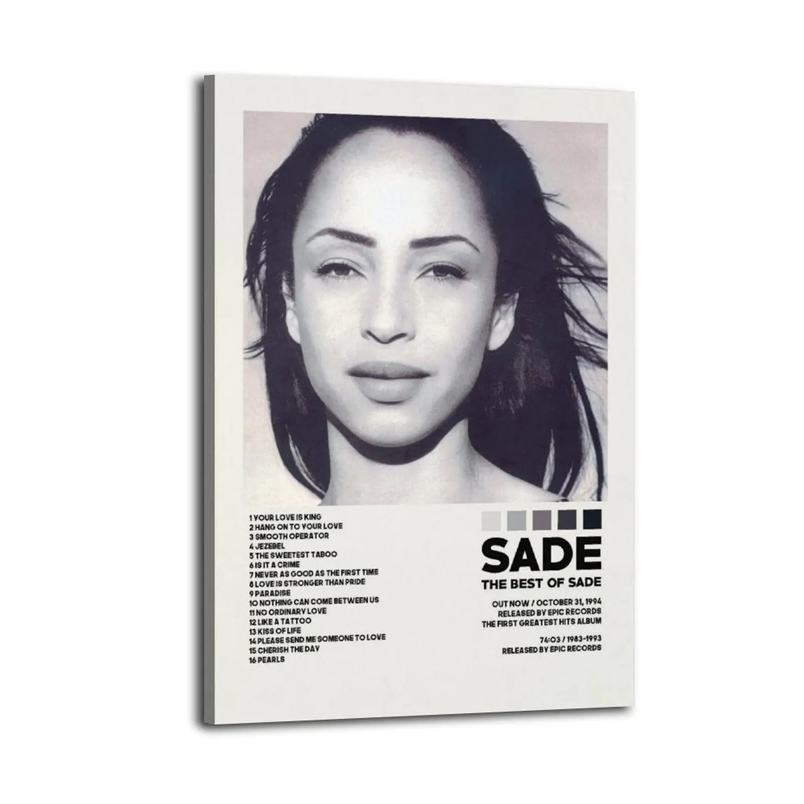 Sade The Best of Sade Artistic Waterproof Canvas Wall Print Poster - 12x18 in, 16x24 in, Hanging Home Decor Wall Art, Portable Installation Supply for Kid Room, Balcony, Thoughtful Gift for Anime Fans, Wardrobe Accent, Wall Decoration