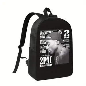 2PAC Inspired Unisex Lightweight Polyester Backpack - Adjustable Shoulder Straps, Zipper Closure, Durable Casual Style with "2PAC" Print & Inspirational Quotes for Daily Commute, Commuter Backpack |   Bold Graphic Print |   Durable Zipper Closure