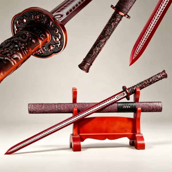 Traditional Handmade unsharpened Katana, 1060 High Carbon Steel Sword, Full Tang Samurai Sword, One-of-a-kind 3D Carved Handle Knife, Practice Training for Sword Art, Adult Accessories, for Martial Arts Training, Role-playing, Display and Collection