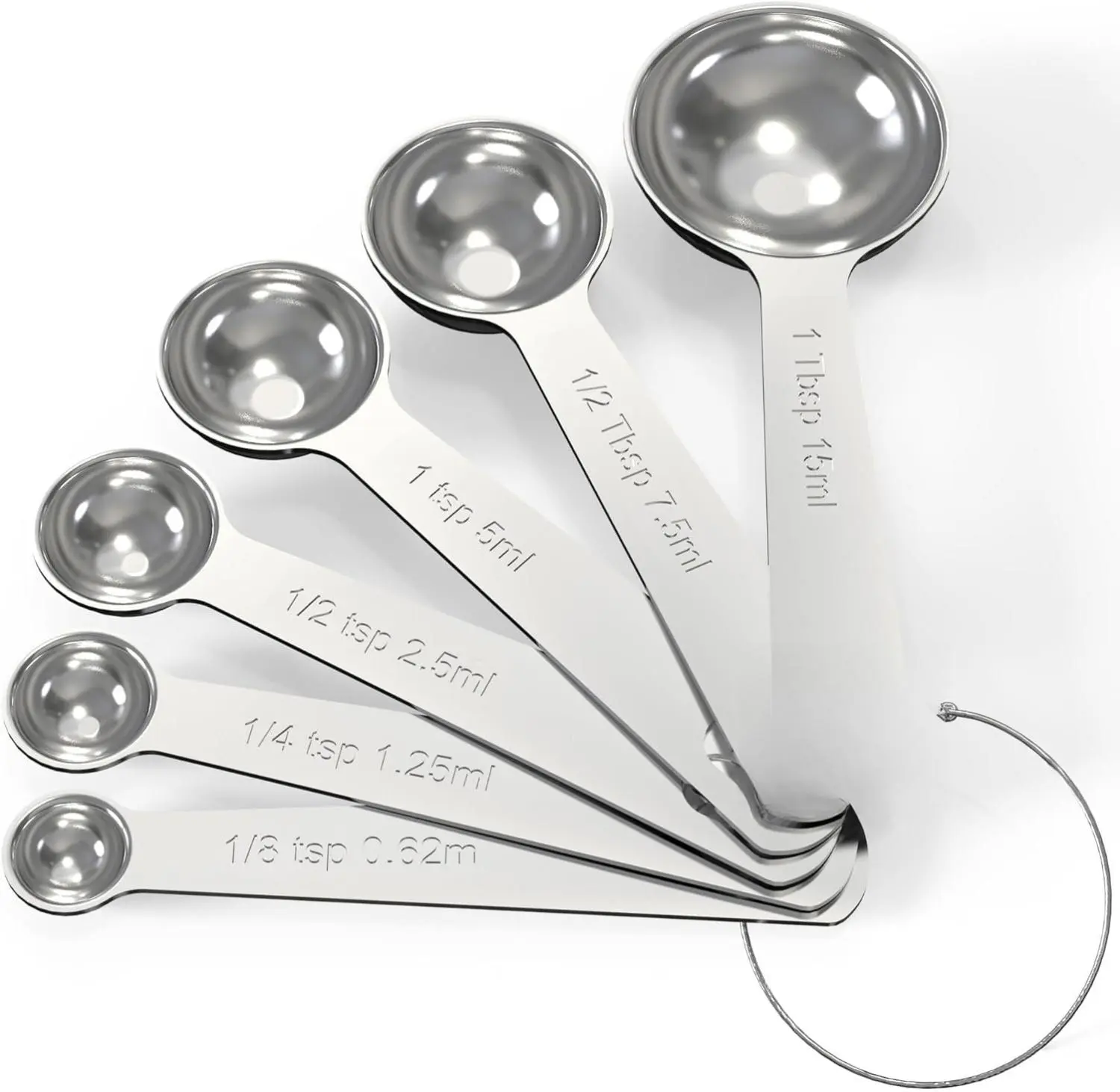 6-Piece Stainless Steel Measuring Spoons Set - Rust-Free Kitchen Utensils, Food Measuring Tool, Coffee Scoop, Easy to Clean, Precise Measurements for Cooking, Baking