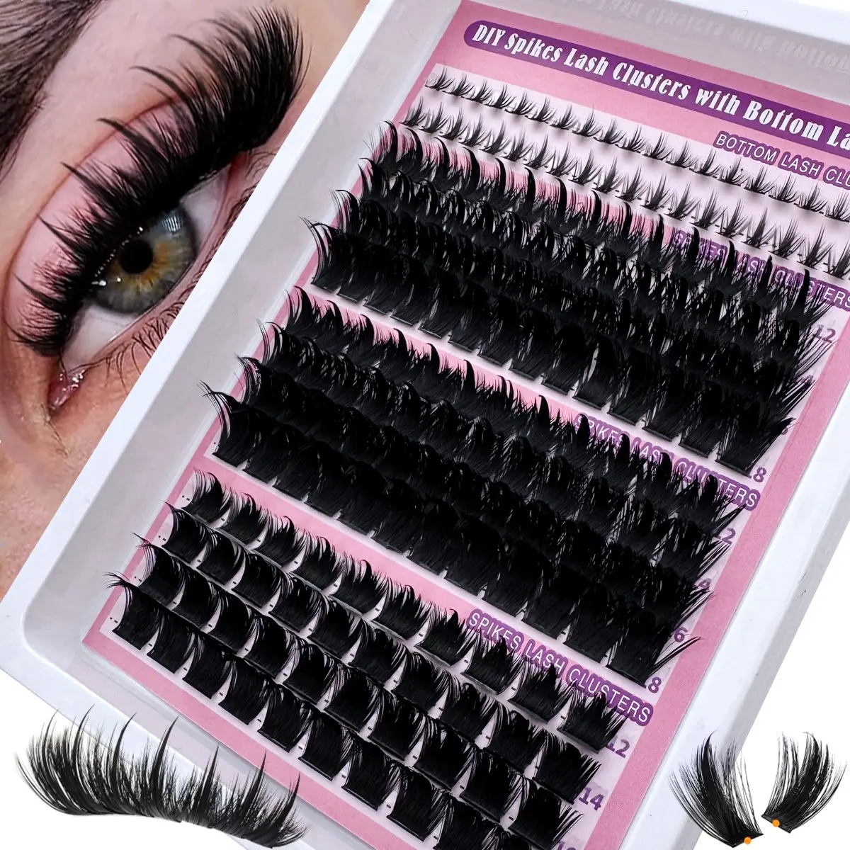 246pcs/182pcs Russian Lash Extensions Set, Diy Dramatic Lashes, Spikes Lash 3D Volume Eyelash Clusters, Dramatic Volume Eyelash, 60D/100D Bottom&Spiky Individual Lash Clusters, 6-18mm Length, Volumized False Eyelashes