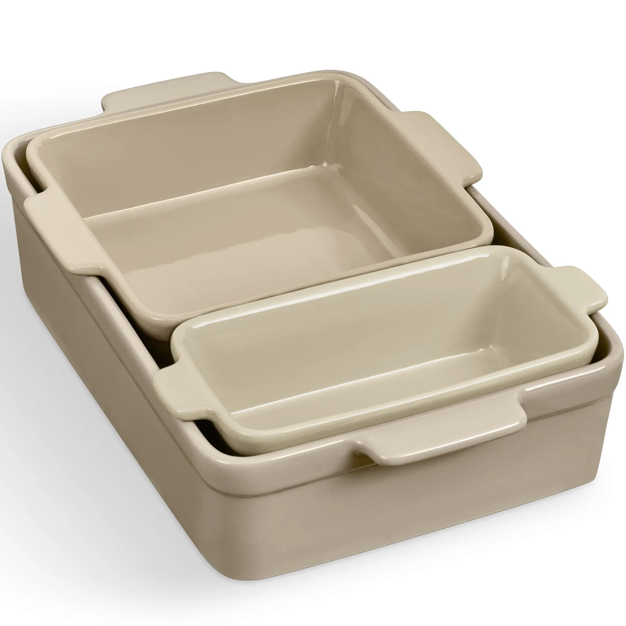 Best Choice Products Ceramic Bakeware Set of 3 Casserole, Loaf, and Square Dishes w/ Handles Best Choice Products Ceramic Bakeware Set of 3 Casserole, Loaf, and Square Dishes w/ Handles