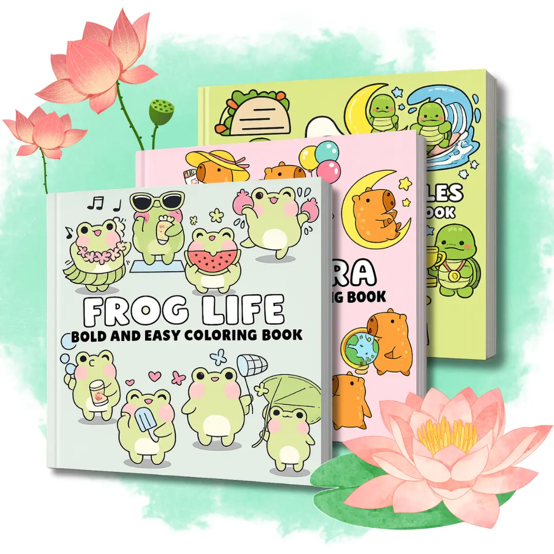 3-Pack Coloring Books Bundle - Children's Books with Adorable Adventures, Bold & Easy Designs, Thick Lines, Playful Scenes, Stress Relief for Office Art Supplies, Childrens Books