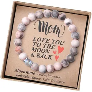 Mothers Day Birthday Gifts for Mom/Auntie/Grandma/Sister-Love/Balance-Natural Crystal Bracelet with Meaning-Handmade Gifts
