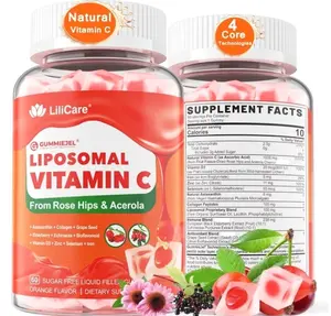 Natural Liposomal Vitamin C 1000mg Gummies for Adults & Kids 9+, Chewable Vitamin C w/ 11mg Zinc, D3, Elderberry, Echinacea, , Bioflavonoid, Immune Support, Whole Food VIT C from Fruits, Sugar Free