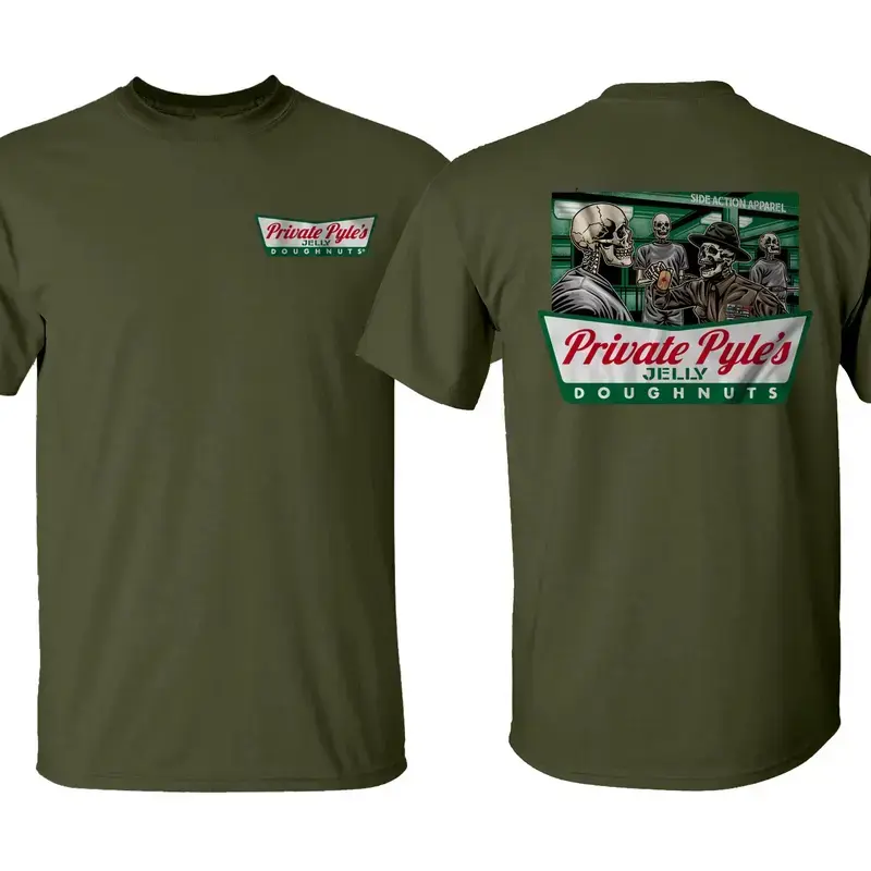 Private Pyle's Jelly Doughnuts - They are Paying For It, You Eat It Side Action Tee, Patriotic Military Graphic Tee, Perfect Gift for Veterans and Soldiers, Unisex Cotton Short Sleeve Shirt for Daily Wear, Outdoor Activities & Casual Street Style