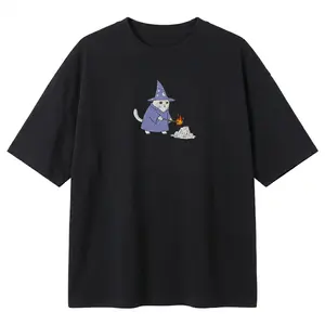 Cat Lover Graphic Tee Women Wizard Cat Shirt Fantasy Feline Overlord Top Cute Animal Tee Gift for Her plusized S-6XL_KT0309
