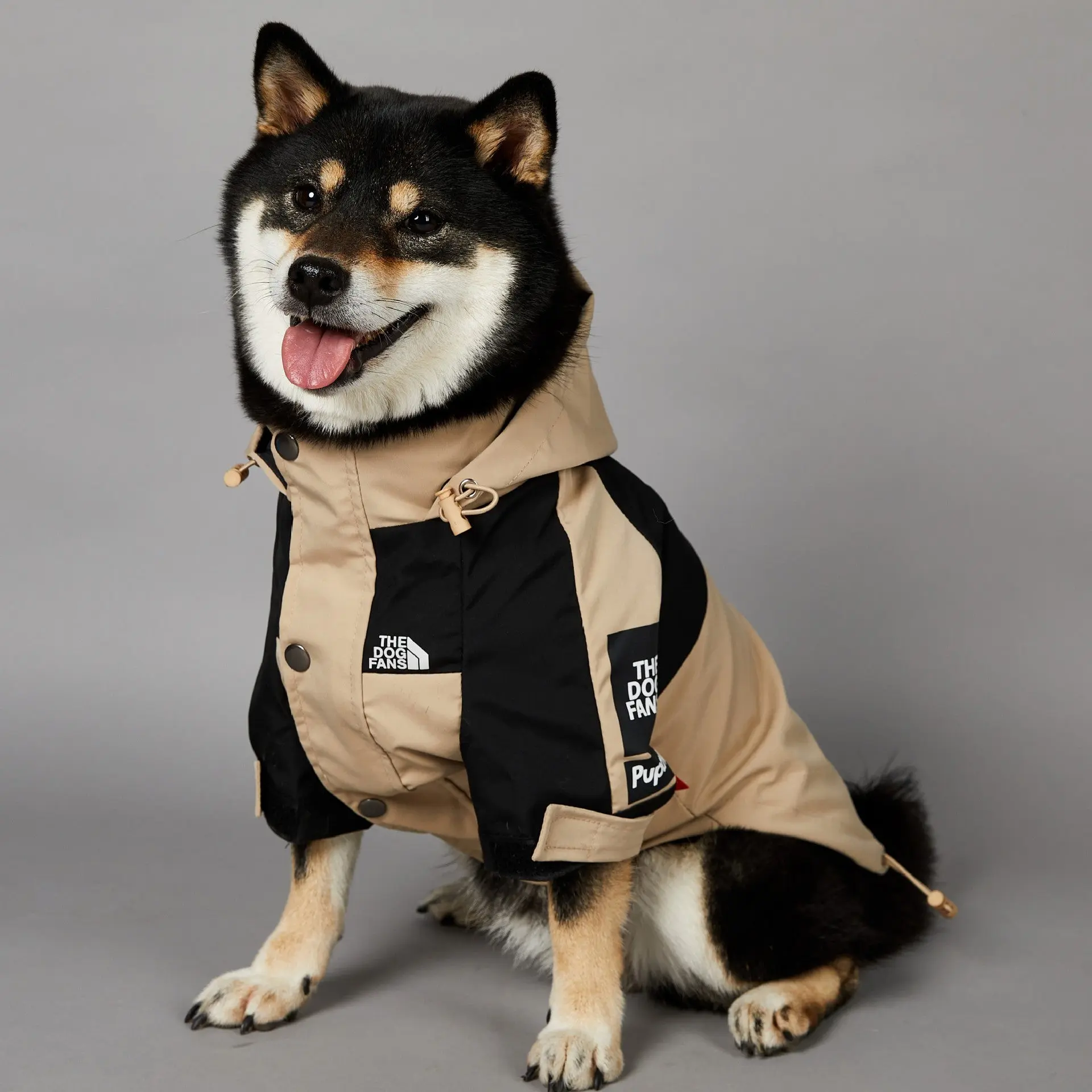 Khaki Dog Shell Jacket - Waterproof Outdoor Parka Raincoat