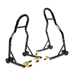 GAOMON Motorcycle Stand 850 Lbs Capacity Heavy Duty Front Wheel Fork Lift and Rear U Fork Swingarm Spool Stand with Adjustable Rocker Shaft Versatile Fit for Most Bikes Black 2 Pack