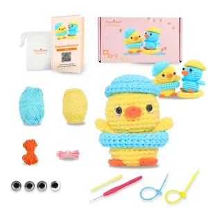 YES.SISTER! DIY Crochet Kit for Beginners  Yellow & Blue Duck Set Cotton Yarn  Video Tutorial & Instructions  Handmade Gift & Stress Relief Handcraft