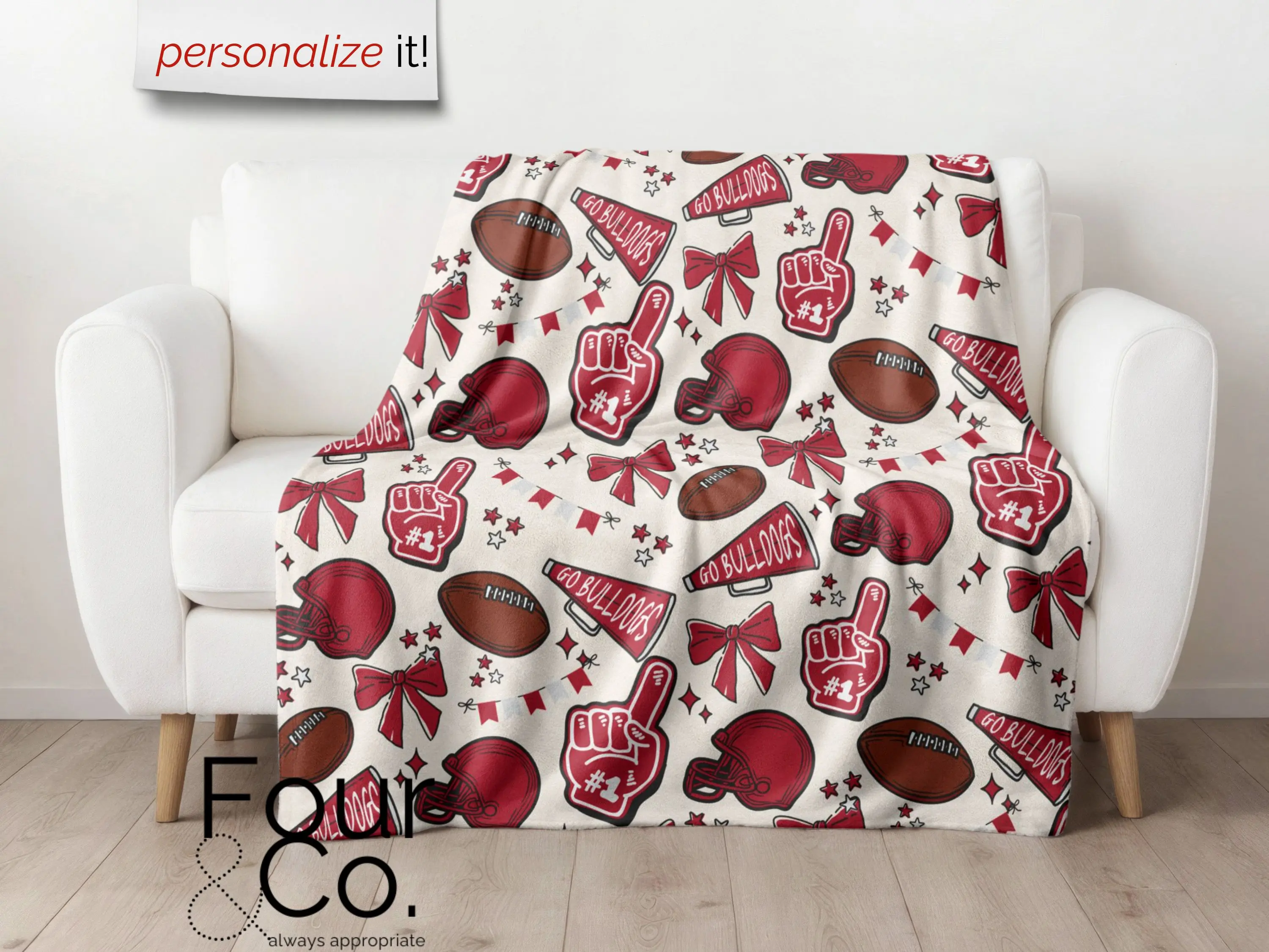Personalized Football Blanket, Custom Game Day Blanket