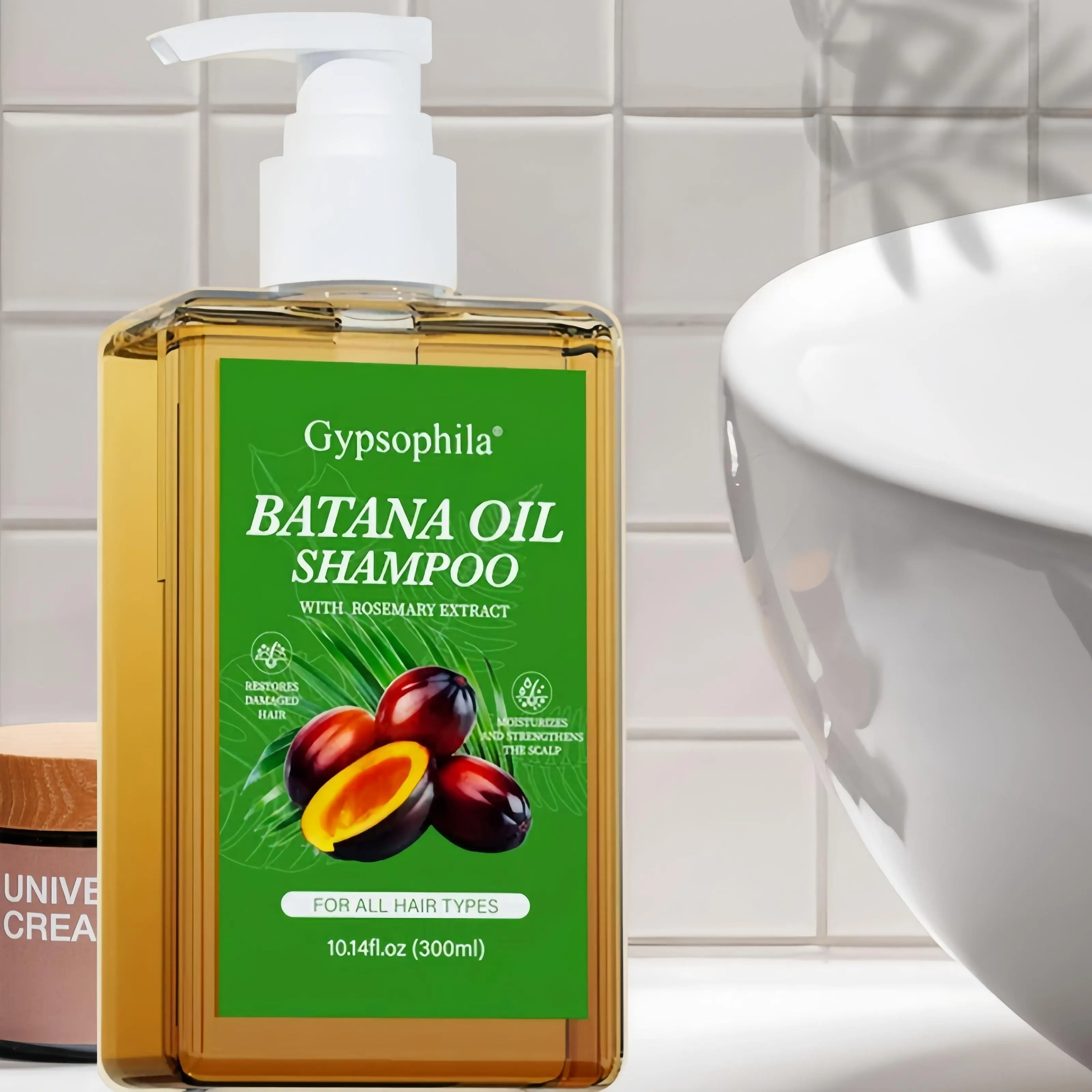 Gypsophila Batana Oil Strengthening Shampoo for Hair Growth & Deep Cleansing, Daily Haircare for All Hair Types, Men & Women, 10.14 fl oz, Batana Oil Shampoo, Growth Shampoo
