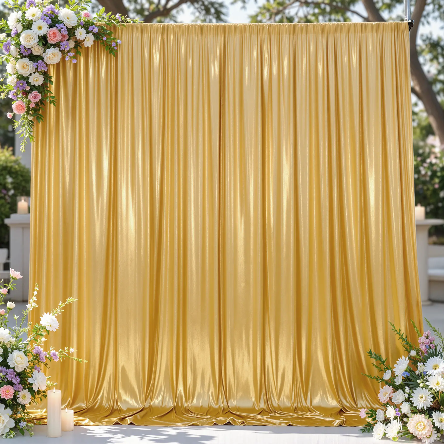 6-Pack Gold Sequin Backdrop Curtains with Rod Pocket, Glitter Drapes for Wedding, Photography Events, Home & Festive Party Supplies with Multiple Uses