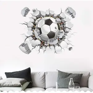 zhengwanhh09j 3D Soccer Ball Wall Decals Stickers, DIY Football Vinyl Art for Kids Boys Bedroom, Playroom & Living Room Decor, 19.7x24.3in