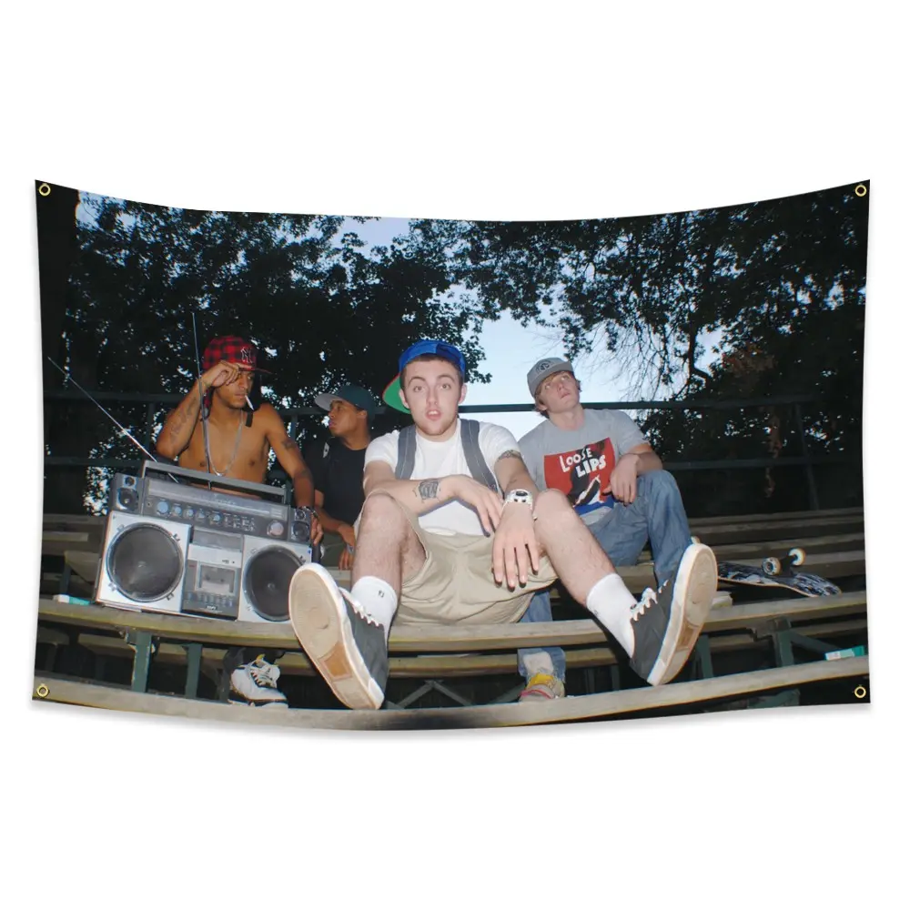 The Rapper Mac Miller Flag, Hip Hop Wall Tapestry, Wall Tapestry, Tapestry Room Decoration, Suitable for Bar, Courtyard, Decoration Indoor, Outdoor, Home, Single sided Printing