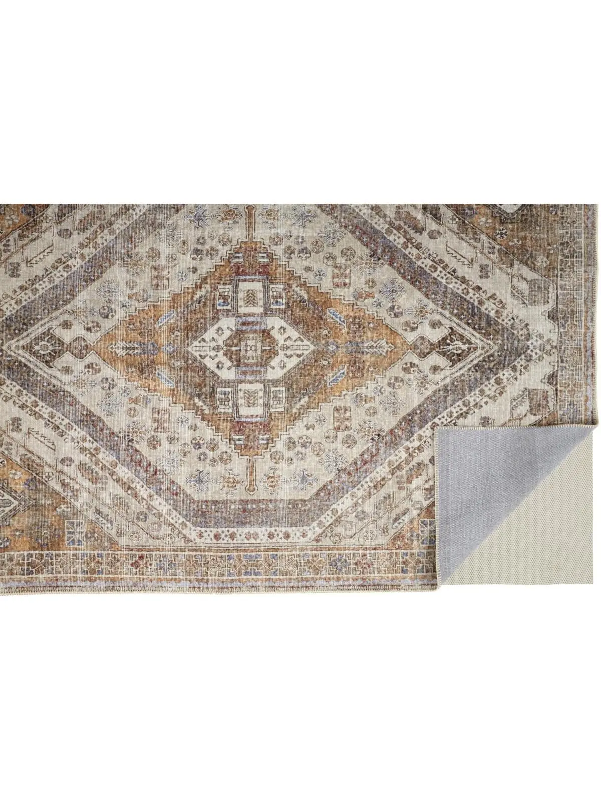HomeRoots Turkish Abstract Area Rug, 5 x 8 ft. Ivory, Orange & Brown Rectangle Household Textile Carpet, Turkish Rug, Abstract Area Rugs