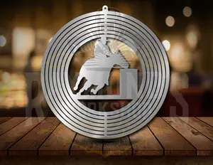 Rocksports Barrel Racer Wind Spinner - Durable Steel Outdoor Decor with Metal Swivel Hook & Mesmerizing Spinning Effect - Large Size 17" Diameter