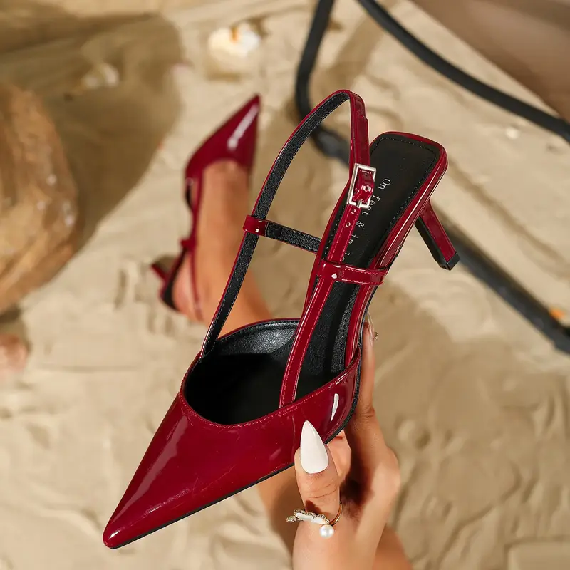 Women's Fashionable Solid Color Patent Leather Stiletto Heels, Elegant Pointed Toe Design High Heels for Women & Girls, Dressy Shoe Design, Valentine's Day Gift for Women, Bridal Shoes, Bridal Wedding Footwear, Footwear #GLOBAL PICKS