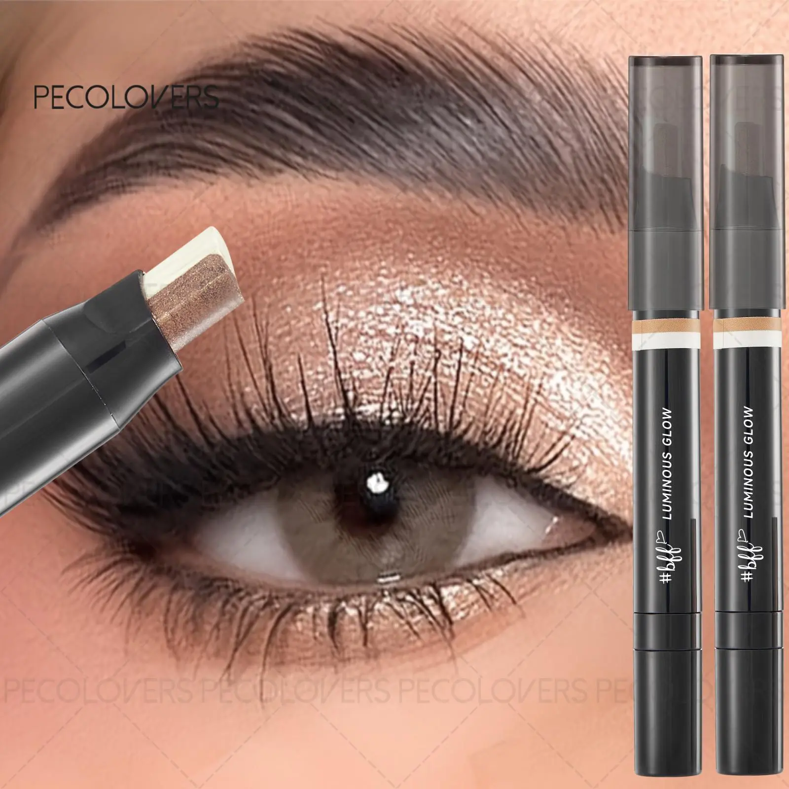1PC Two-color Pearlescent Gradient Eyeshadow Pencil, Eye Brightening, Metallic Shimmer Earth Tone, Anti-smudge Lazy 2-in-1 Eyeshadow Stick, Glitter Eyeshadow Stick, Eye Makeup Products, Eye Shadow Makeup
