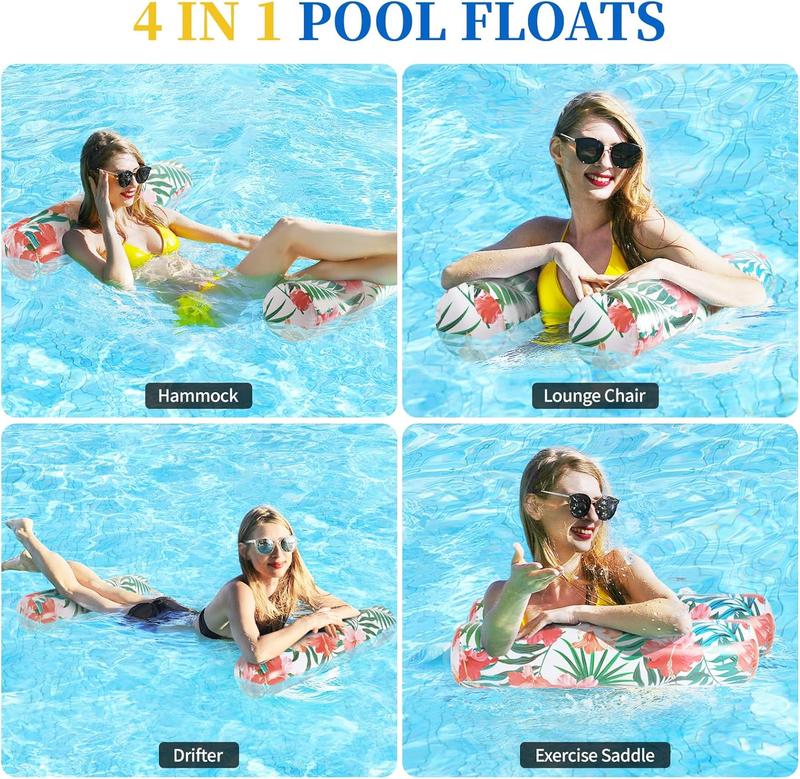 2-Pack Inflatable Pool Float Hammock – 4-in-1 Multi-Purpose Lounge Raft for Adults – Water Hammock, Saddle, Chair & Drifter – Comfortable Headrest & Mesh Seat – Ideal for Pool, Beach & Lake Relaxation