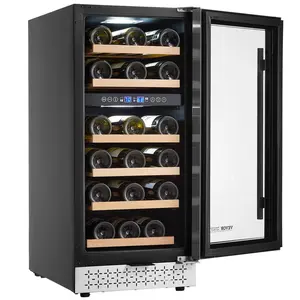 【Father's Day】VEVOR Wine Cooler 28 Bottle Dual Zone Mini Wine Fridge with Glass Door Temp Control