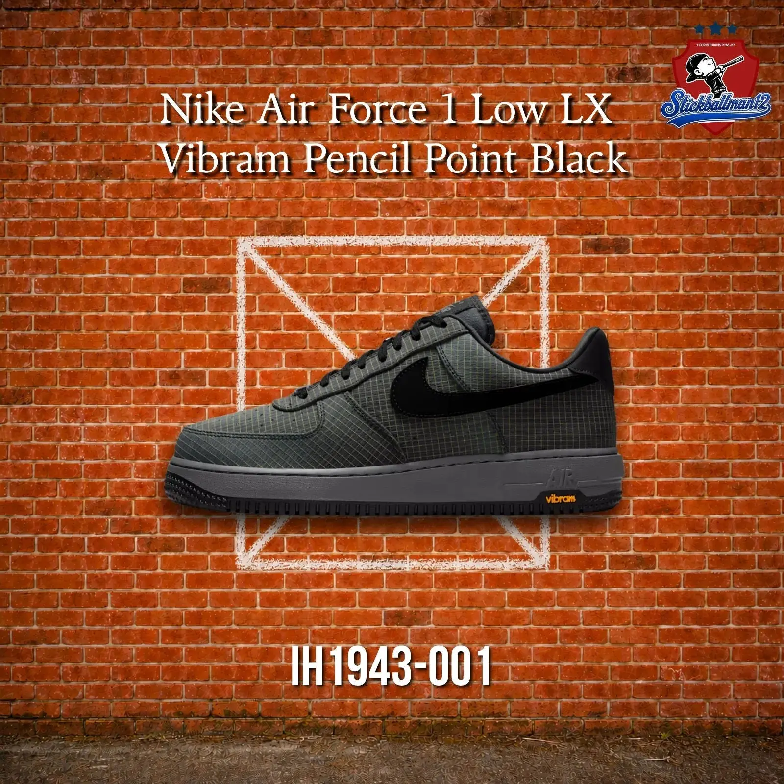 Nike Air Force 1 Low LX Vibram Pencil Point Black (IH1943-001)