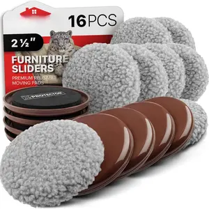 Furniture Sliders  - 8+8 Pack 2 1/2 - Multi-Surface Furniture Sliders for Carpet & Hard Floors - 8 Furniture Movers for Carpeted Floors and 8 Hardwood Socks - Move Your Furniture Easily!